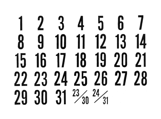 Calendar Font | VIRGIN WOOD TYPE | VIRGIN WOOD TYPE